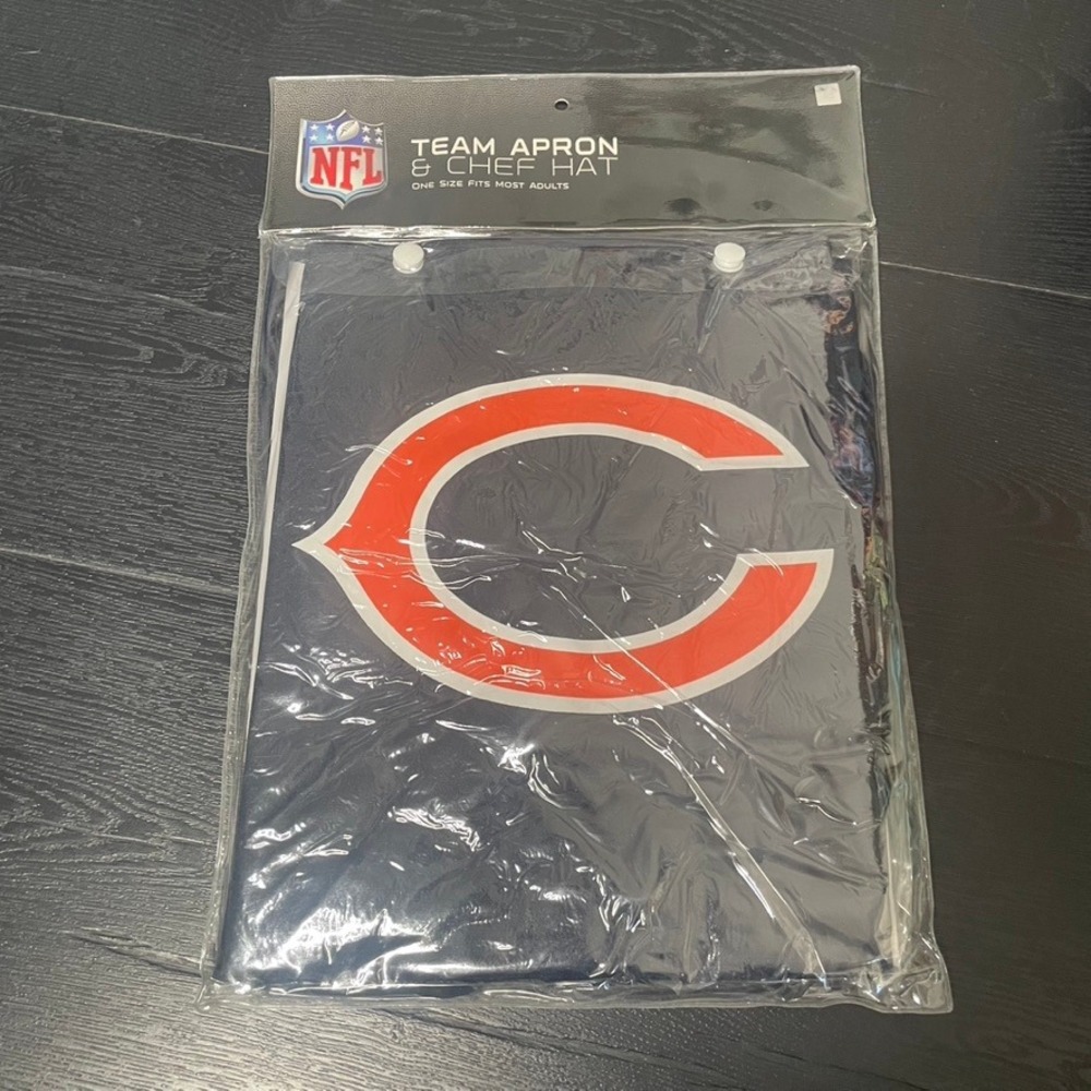 NFL Chicago Bears Team Apron and Chef Hat Set Navy Blue One Size New